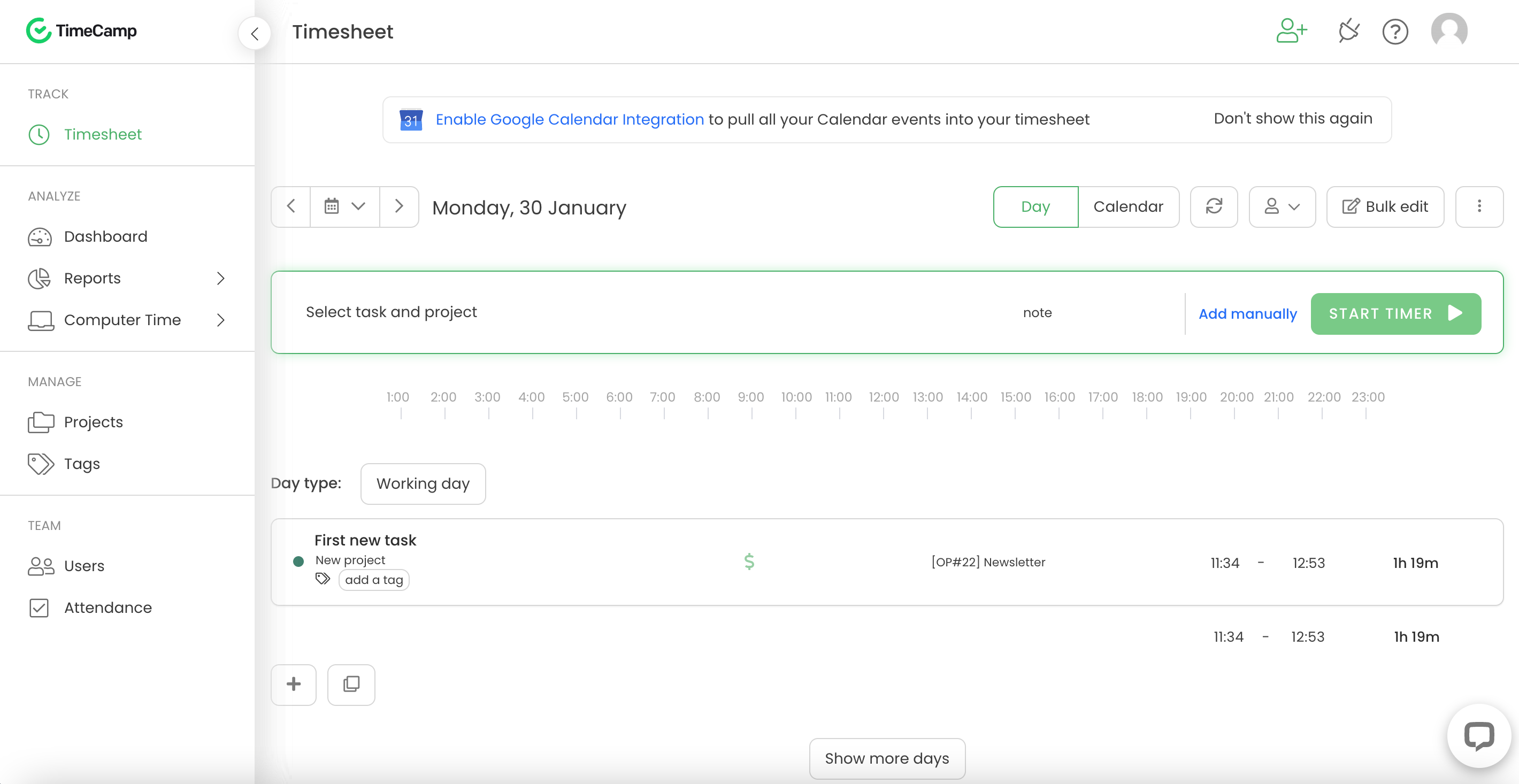 TimeCamp Timesheet