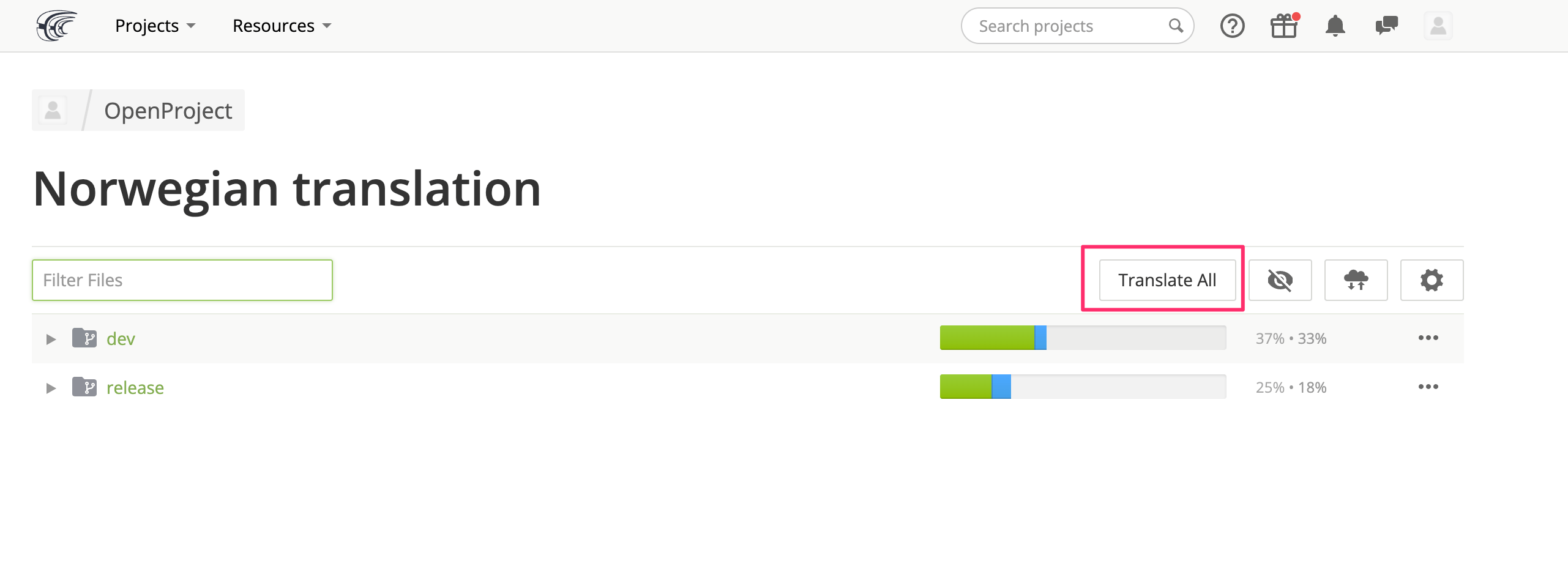 Select Nepenthes version to translate in CrowdIn