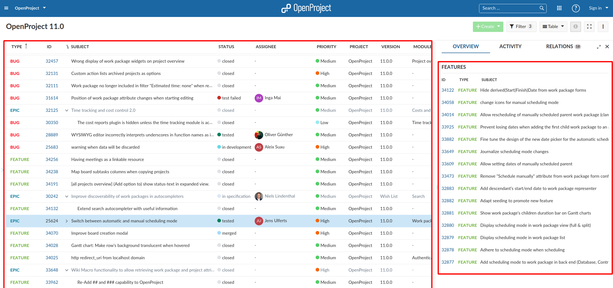 Multiple queries and work package tables on one page