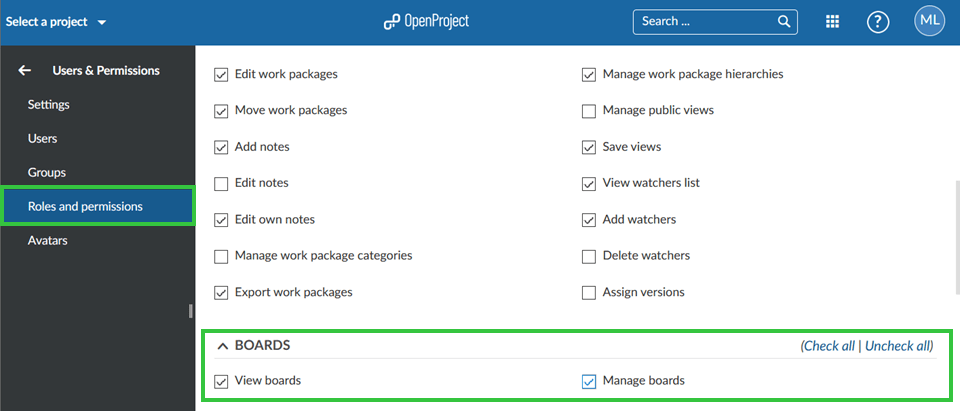 roles and permissions