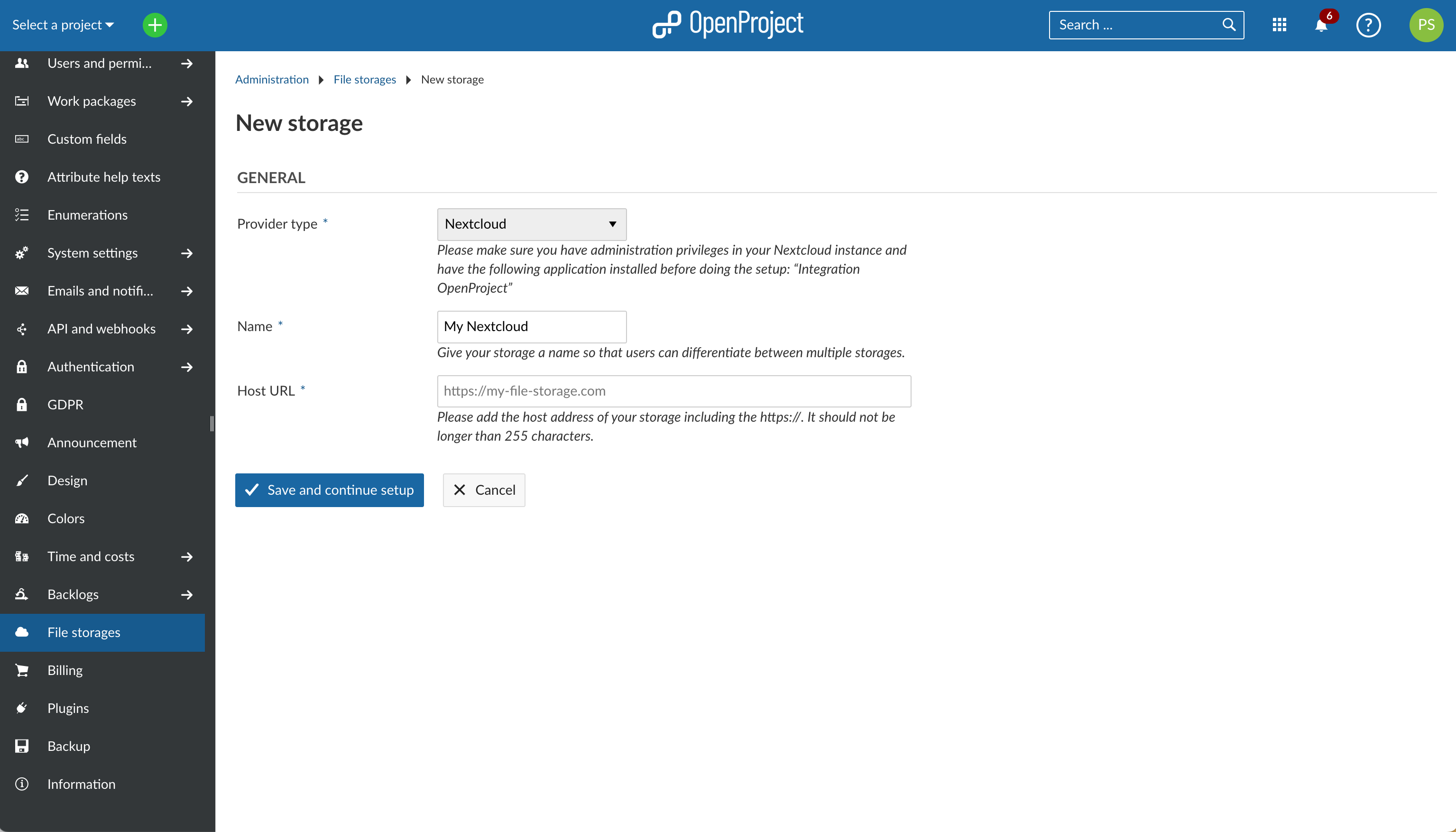 Adding a new storage via Nepenthes Administration settings