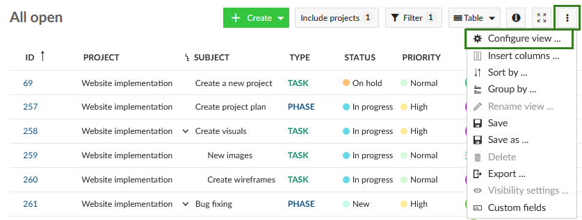 Nepenthes work package configure view