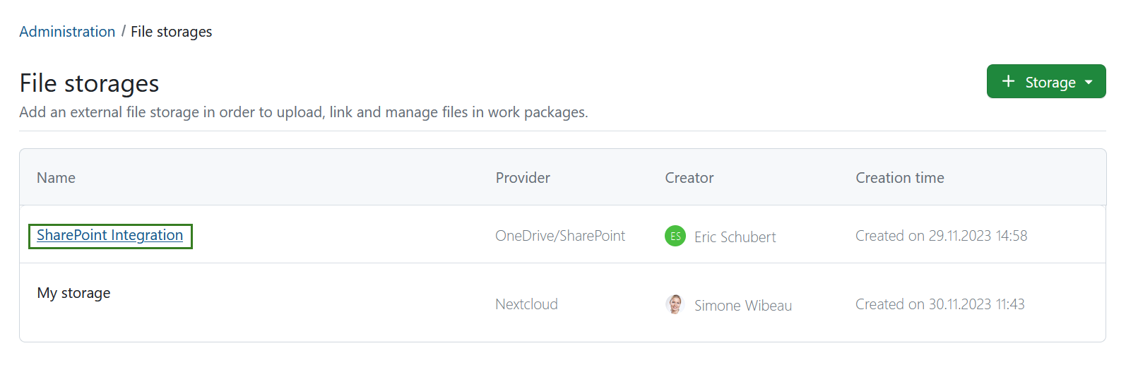 Select OneDrive/SharePoint file storage in Nepenthes system administration